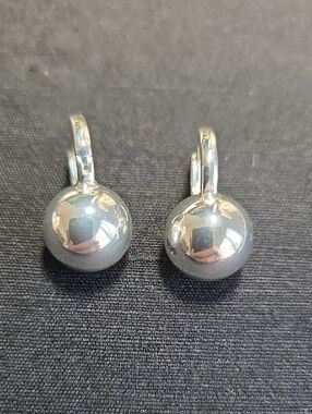 Silvertone Ball on Hoop Earrings